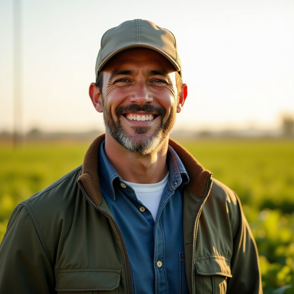Retrato de un cliente satisfecho, empresario agrícola